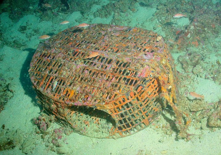 An old fishing trap left in the ocean