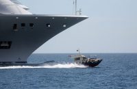 Fishing from a mothership: a mega yacht with a smaller tender boat