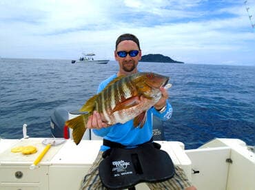 Harold on a nice size Barred Snapper with CFP