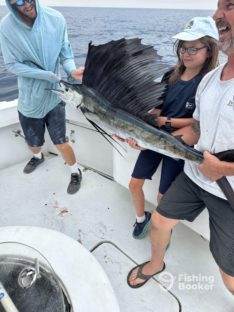 Our main objective was catching sailfish. We have two kids who each caught adult sailfish. We are having them mounted by Gray’s Taxidermy. Captain Tim, and deck hand Tom had the skill to know where to look for them and how to catch them.