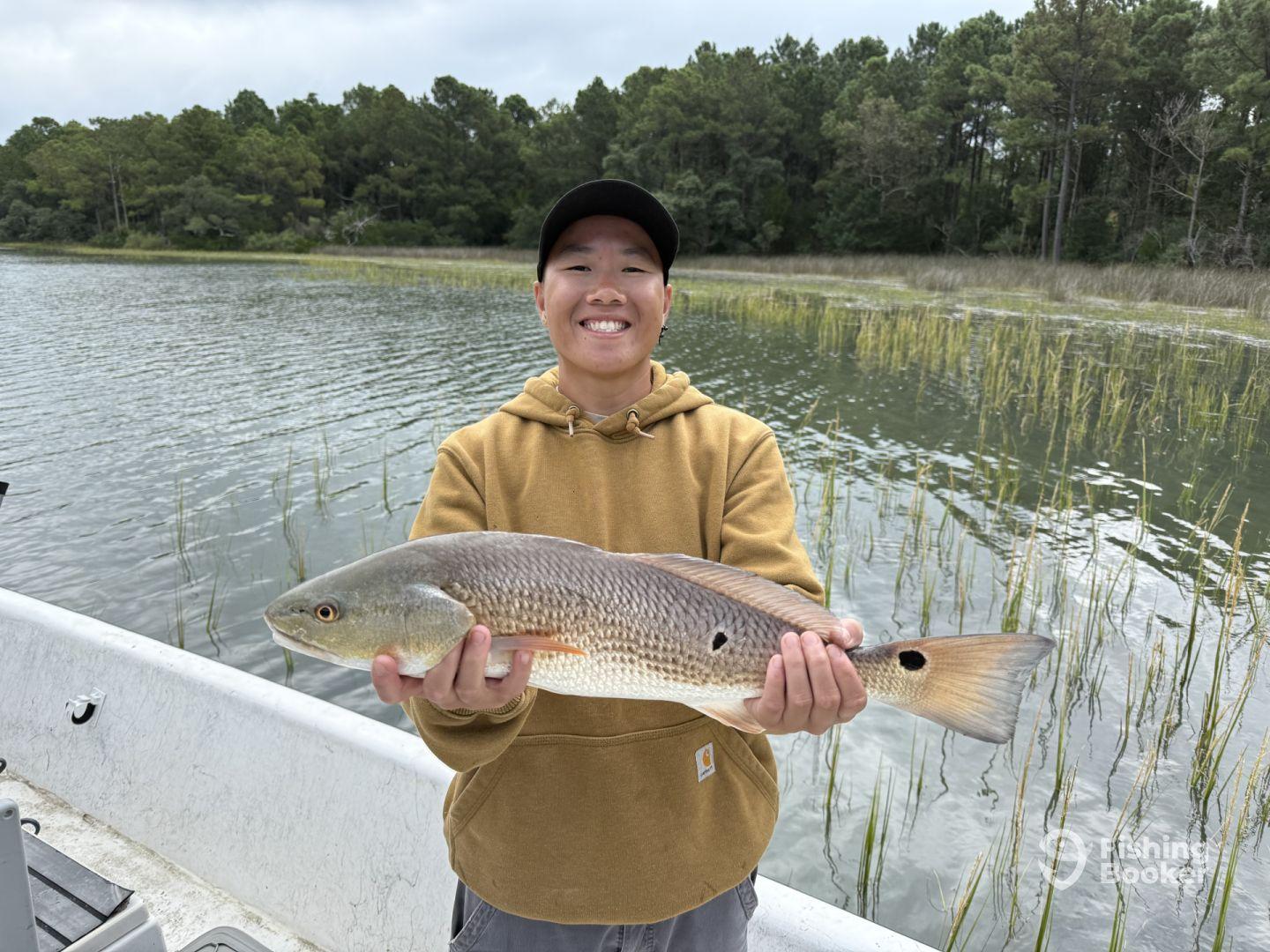 Caught red drum and flounder 