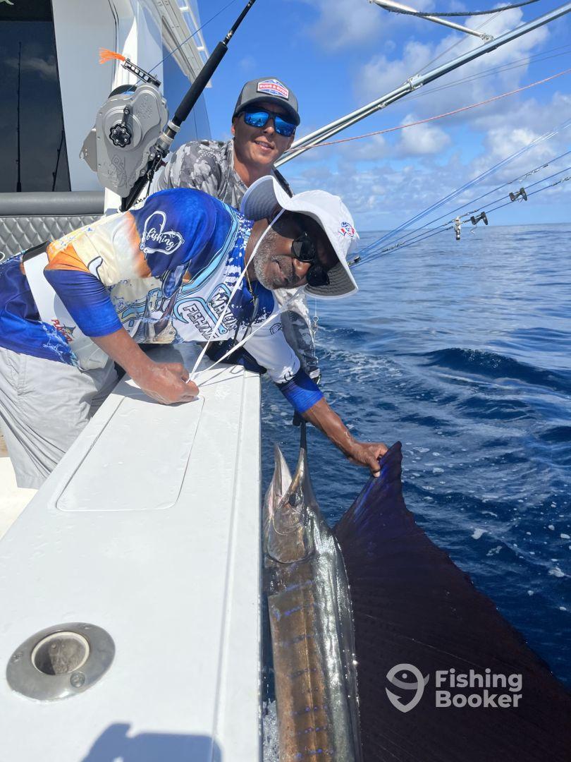 Family group has great time first time bill fishing. 