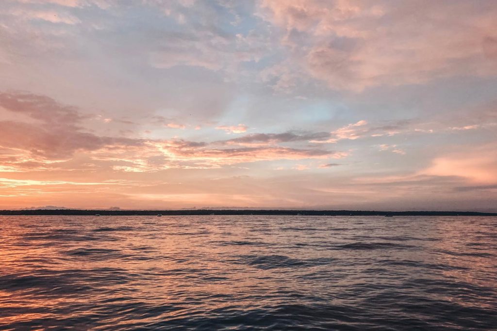 Lake Texoma, one of the best Fourth of July fishing destinations, pictured at sunset.