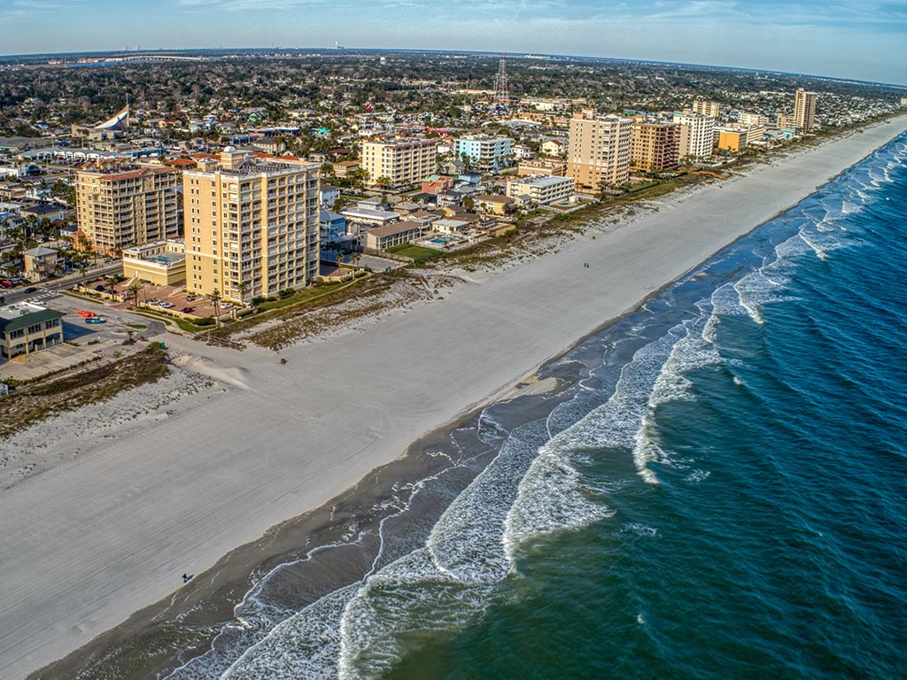 An aerial photo showing part of the Jacksonville Beach area.