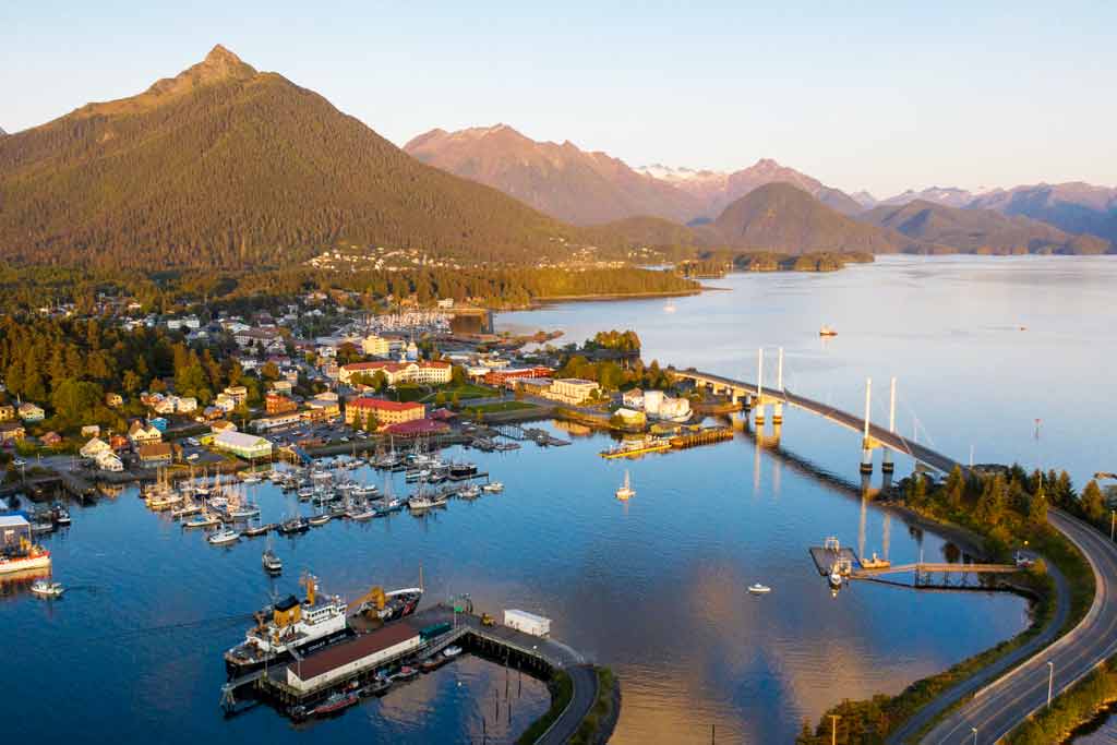 An aerial view of Sitka, Alaska