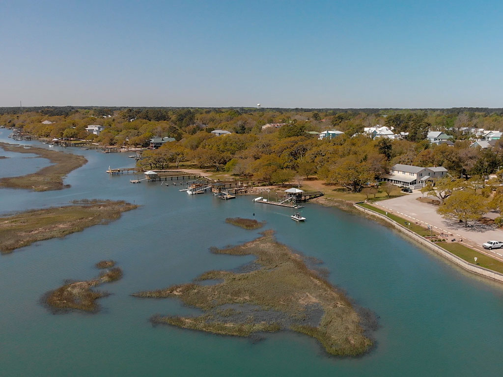 An aerial view of the flats inshore out of Georgetown, SC
