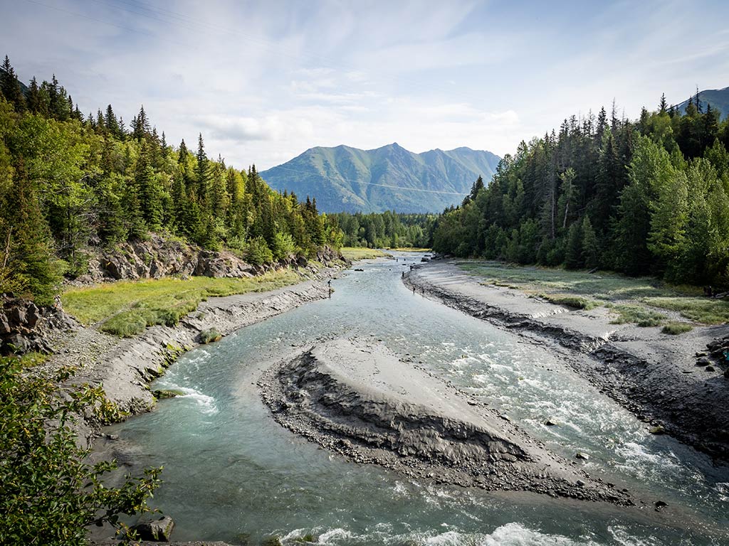 Bird Creek in Alaska on a clear summer day.