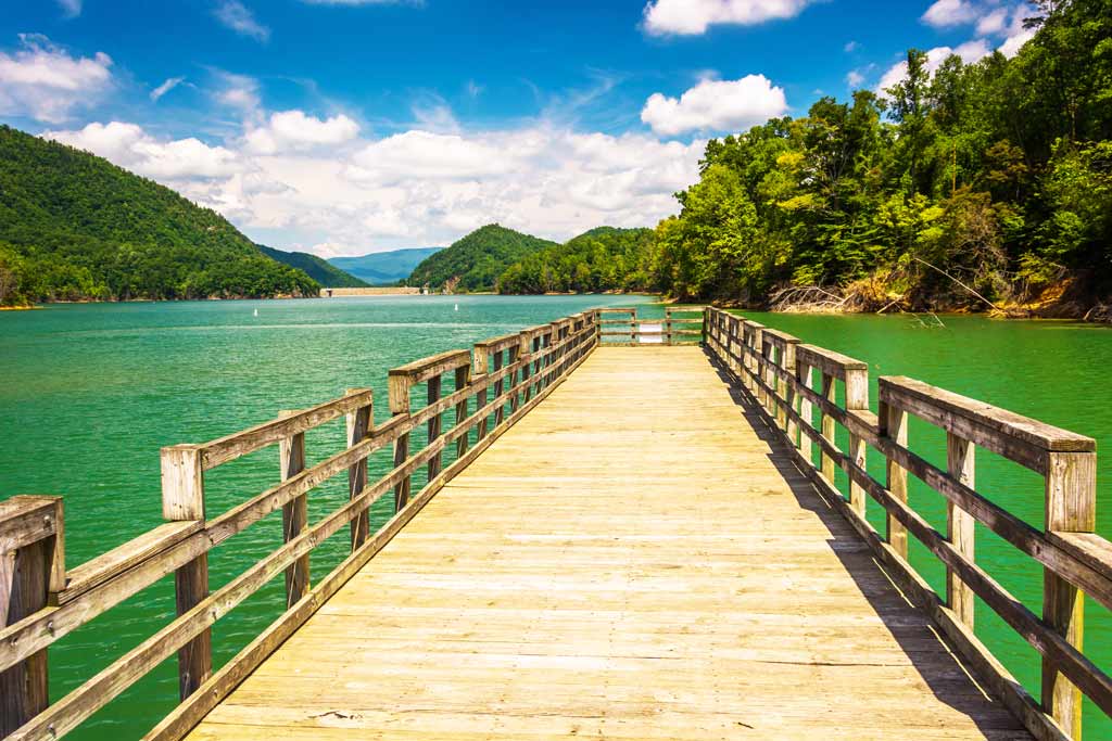 A dock on the Watauga Lake in Tennessee