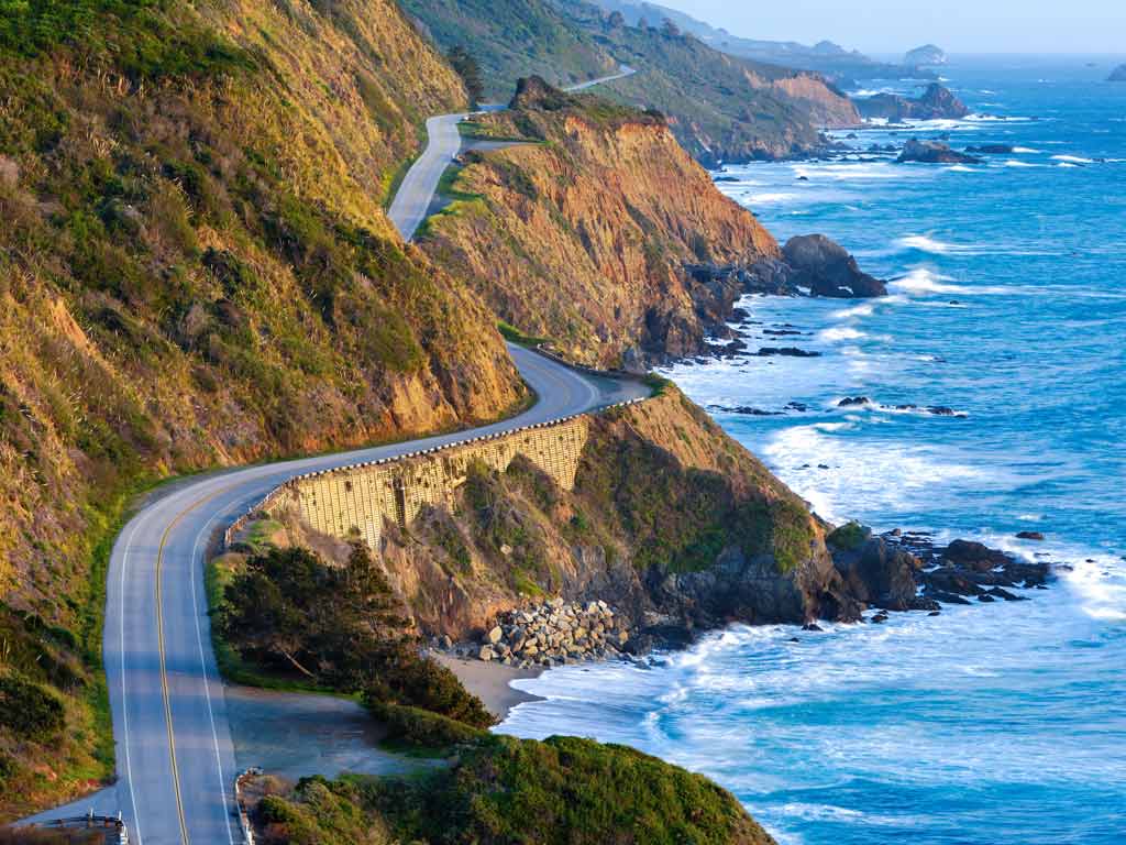 A photo of the Big Sur coast and Highway 1.