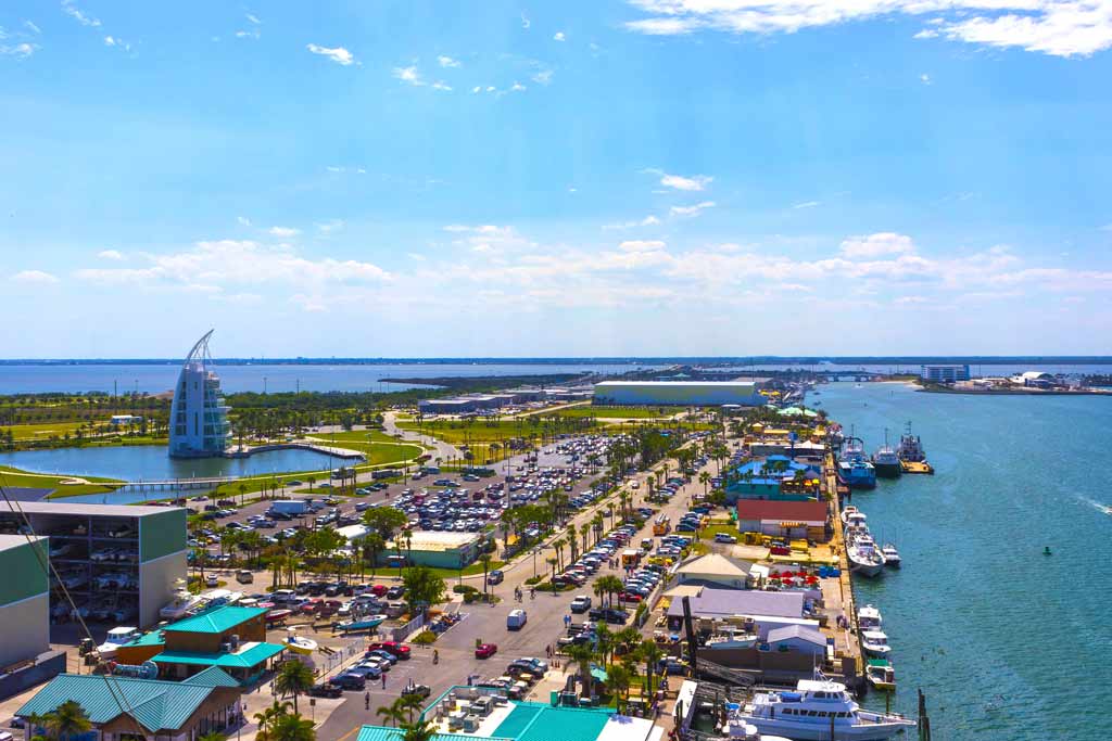 An aerial view of Port Canaveral