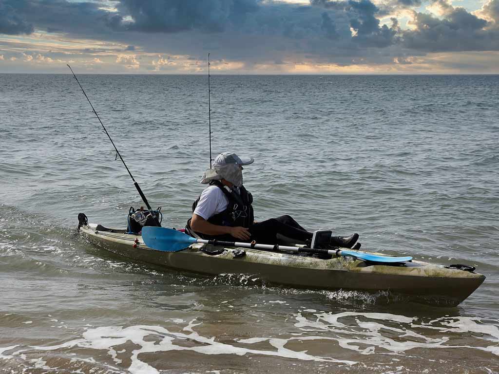 A view of an angler kayak fishing in Durban
