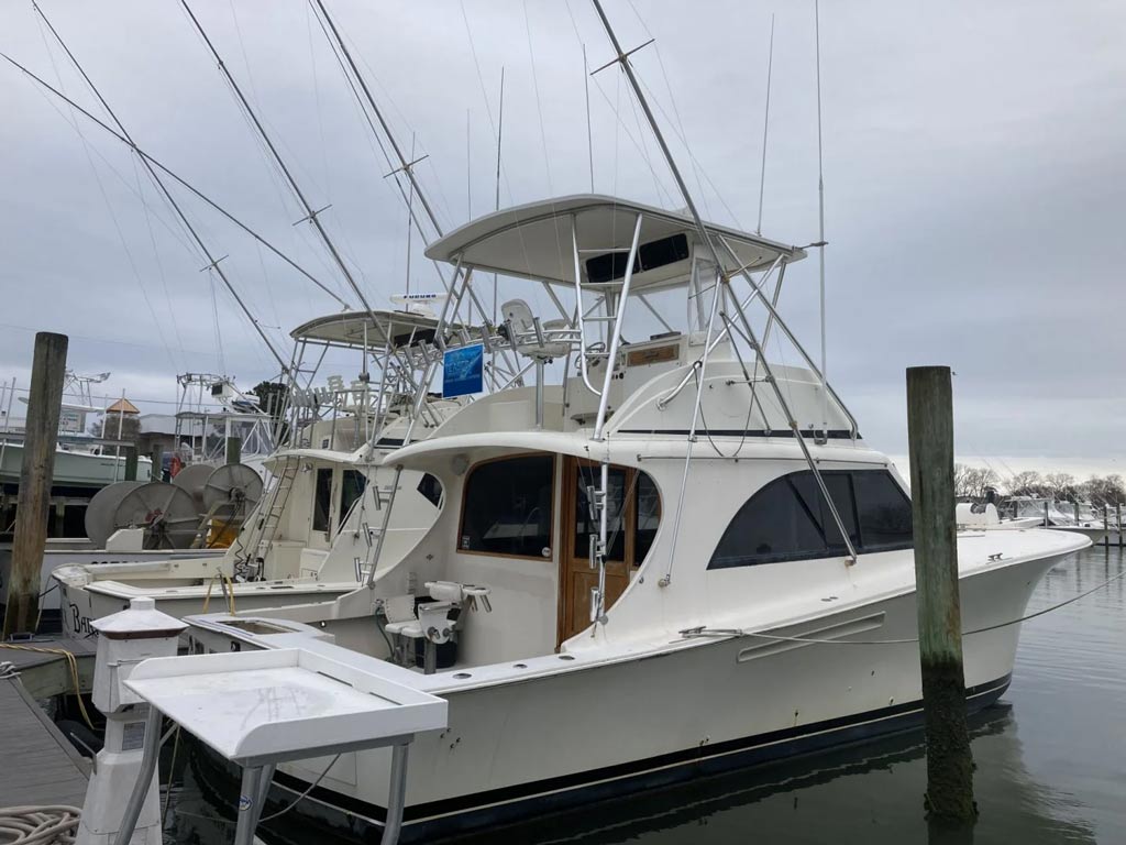 A charter boat equipped with a flybridge that's useful when sight fishing for Cobia.