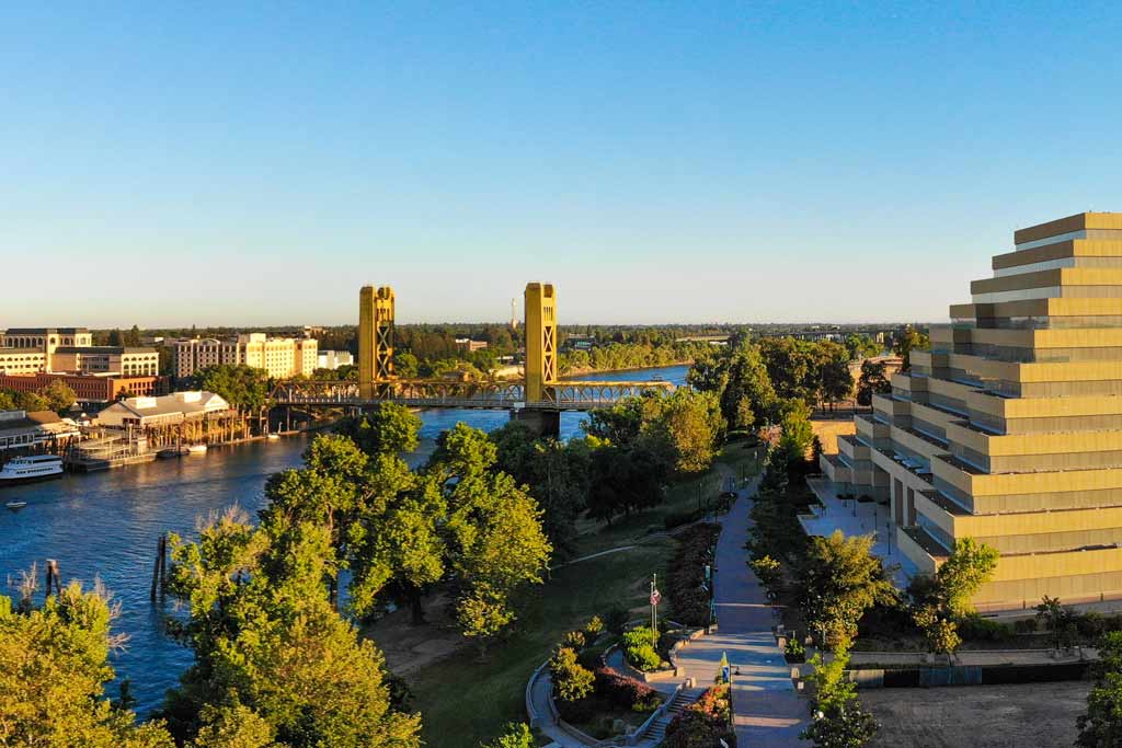 An aerial view of Sacramento downtown