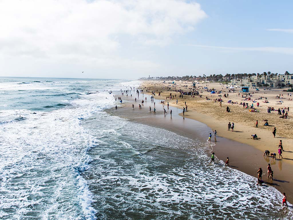 An aerial view of a section of Huntington Beach.