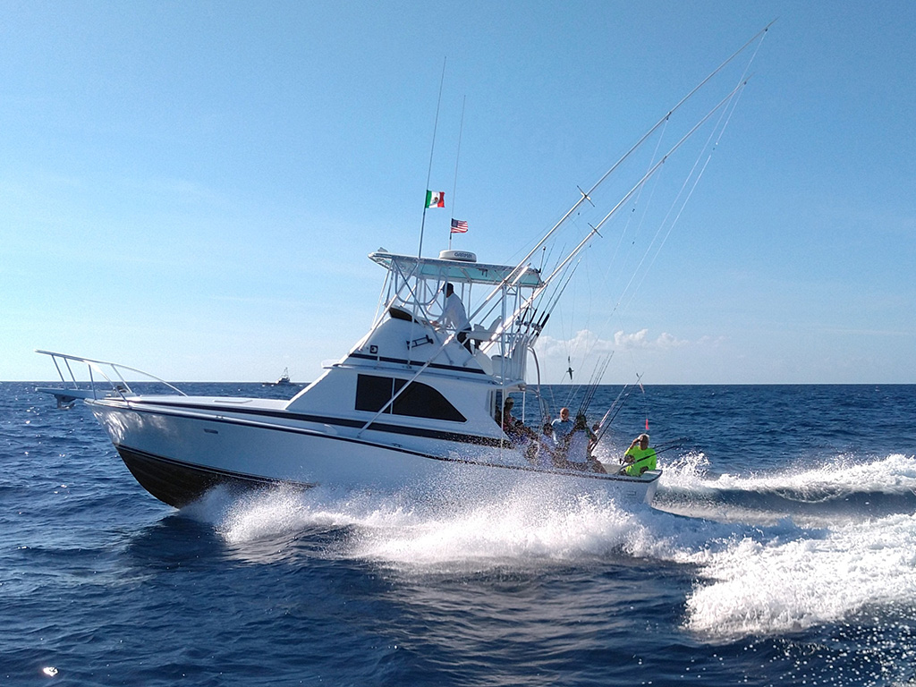 A charter boat headed to the fishing grounds.