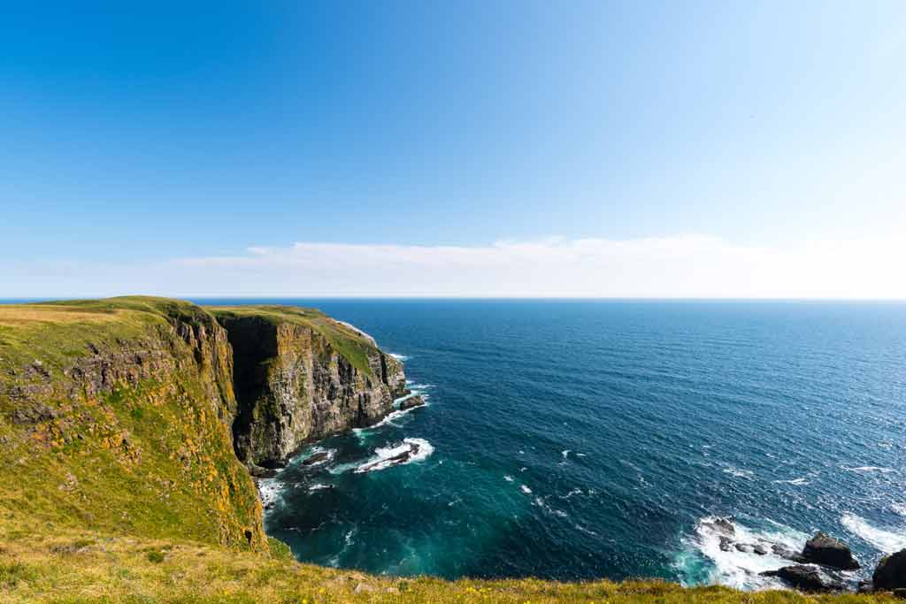 An aerial view of Avalon Peninsula cliffs, Newfoundland and Labrador