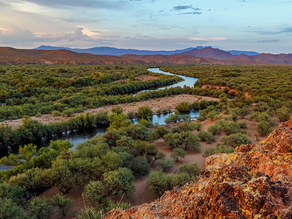 The Lower Salt River as seen from a nearby hill on a winter day.