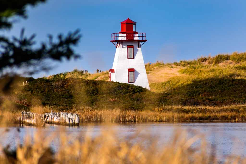 A lighthouse on the shore of St. Peters Bay