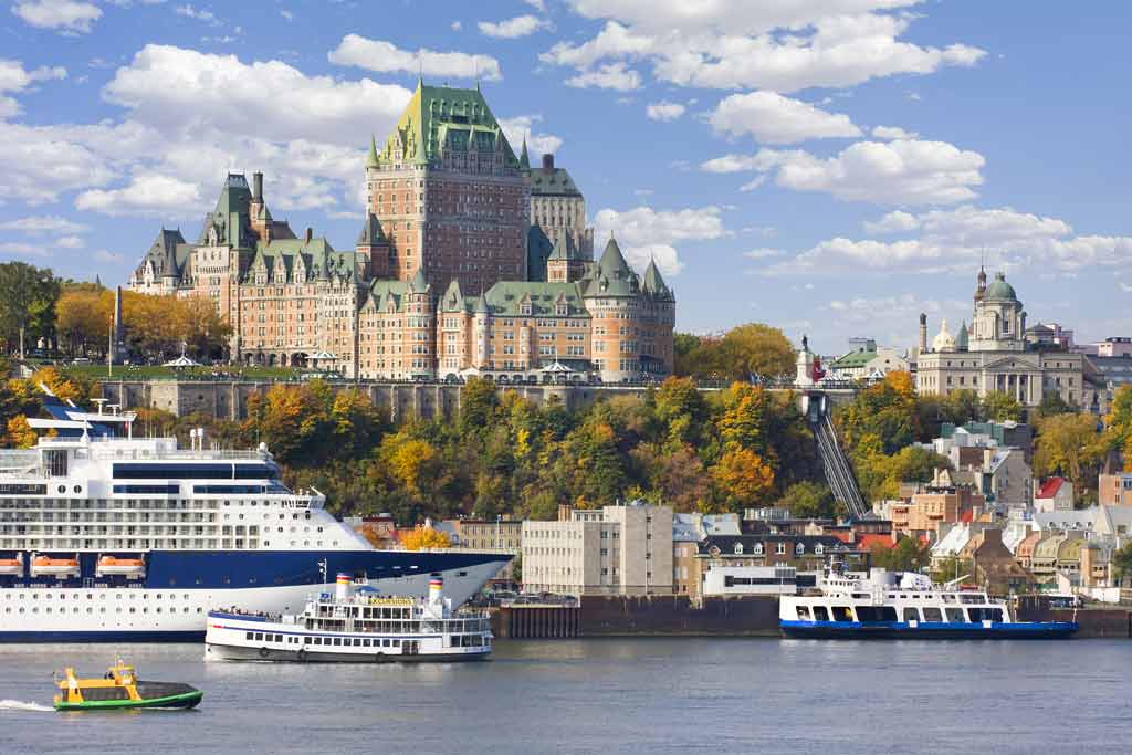 A view of downtown Quebec City and St. Lawrence River