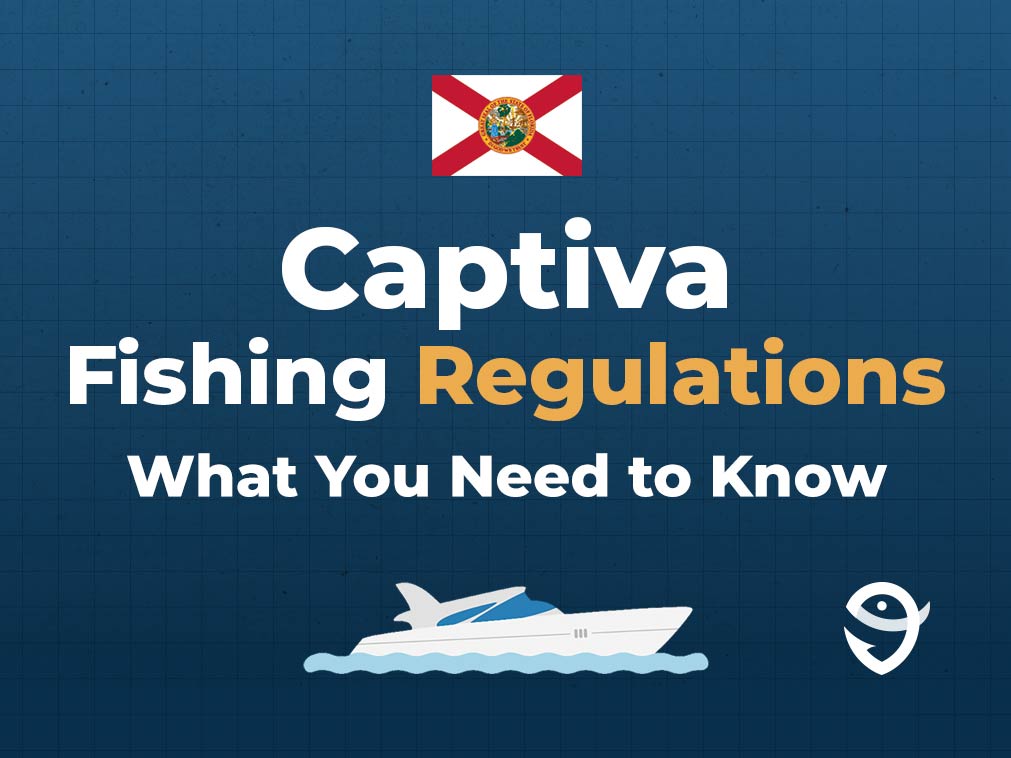 An infographic featuring the flag of Florida and text that says "Captiva Fishing Regulations: What You Need to Know" against a dark blue background