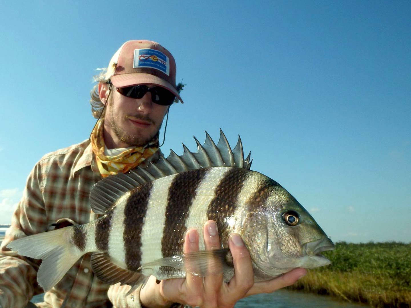 Un hombre sosteniendo una Sheepshead