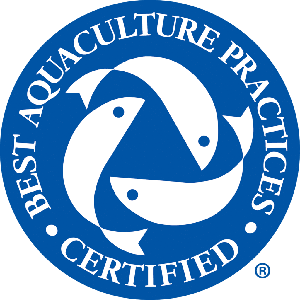 The logo of the BAP, or Best Aquaculture Practices, the accrediting arm of the Global Aquaculture Alliance.