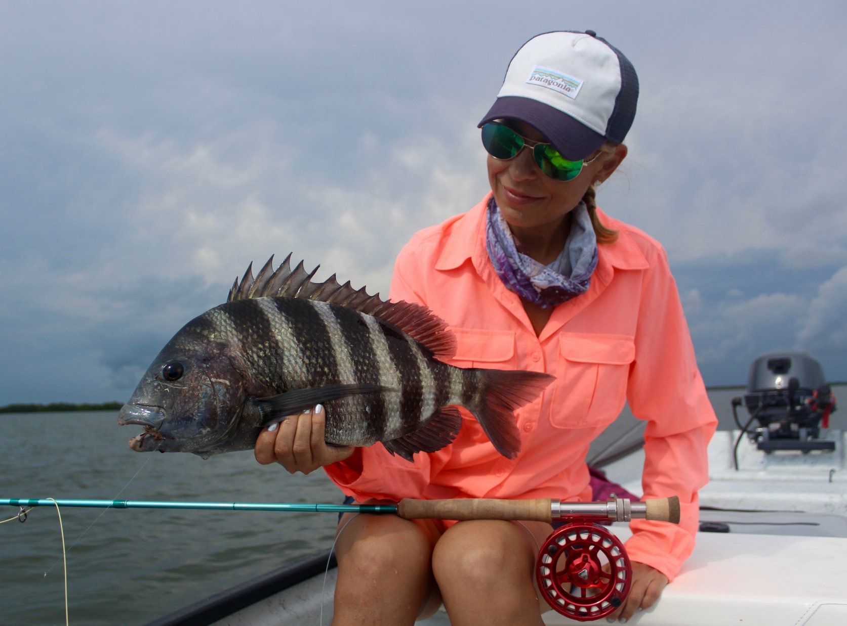 Captain Debbie Hanson with a Sheepshead
