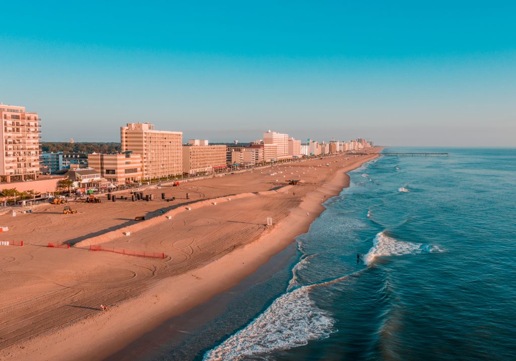 An aerial view of the Virginia Beach Oceanfront