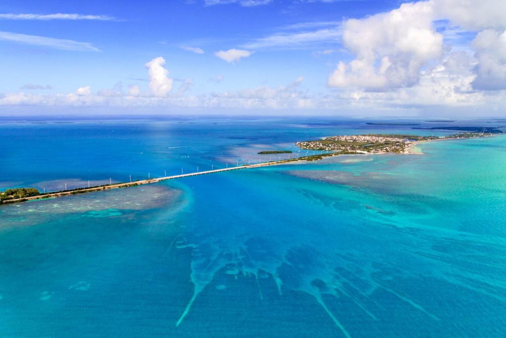 Aerial shot of the Florida Keys.