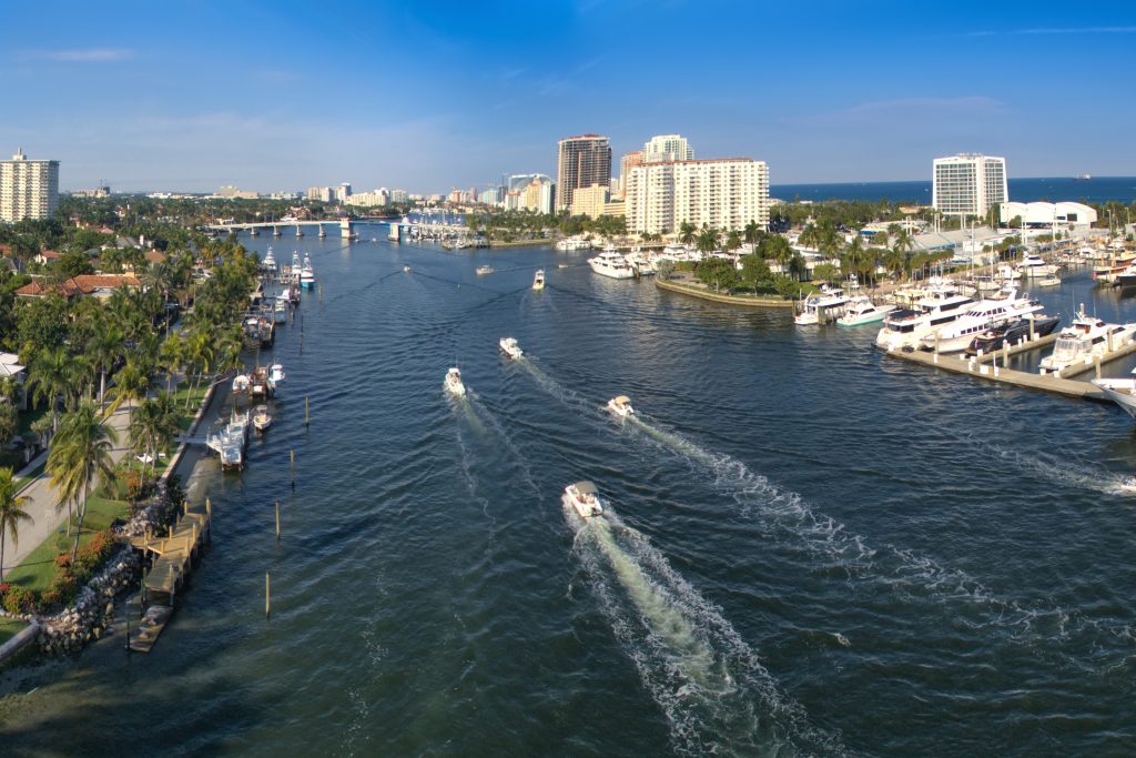 Charter boats fishing in the Intracoastal Waterway in Fort Lauderdale
