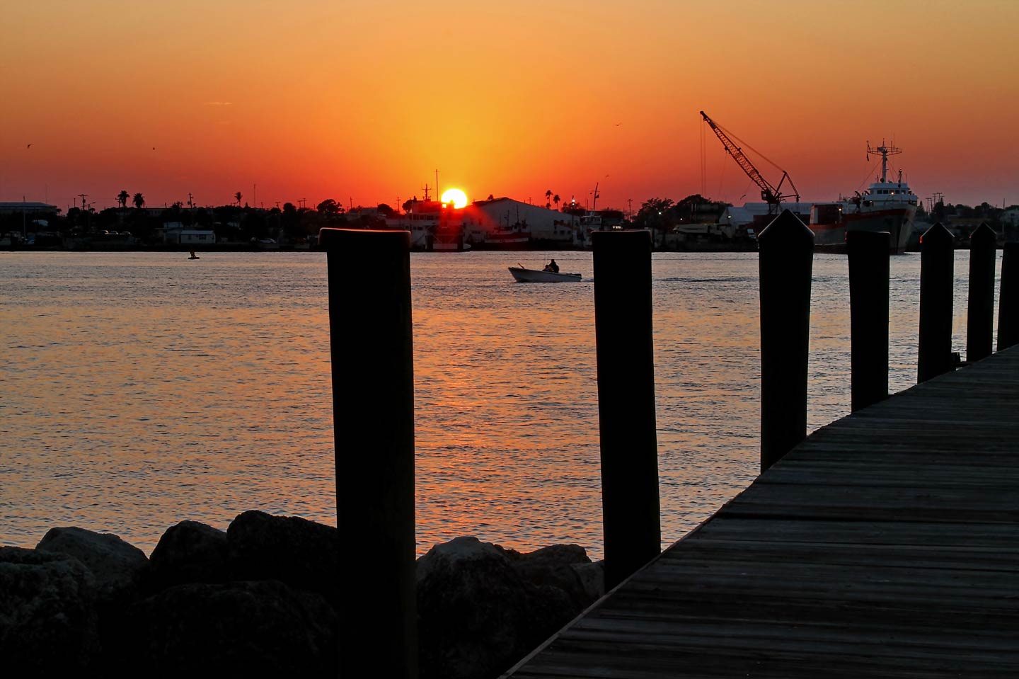 One of Fort Pierce's fishing piers at sunset, with the Atlantic Ocean in the distance