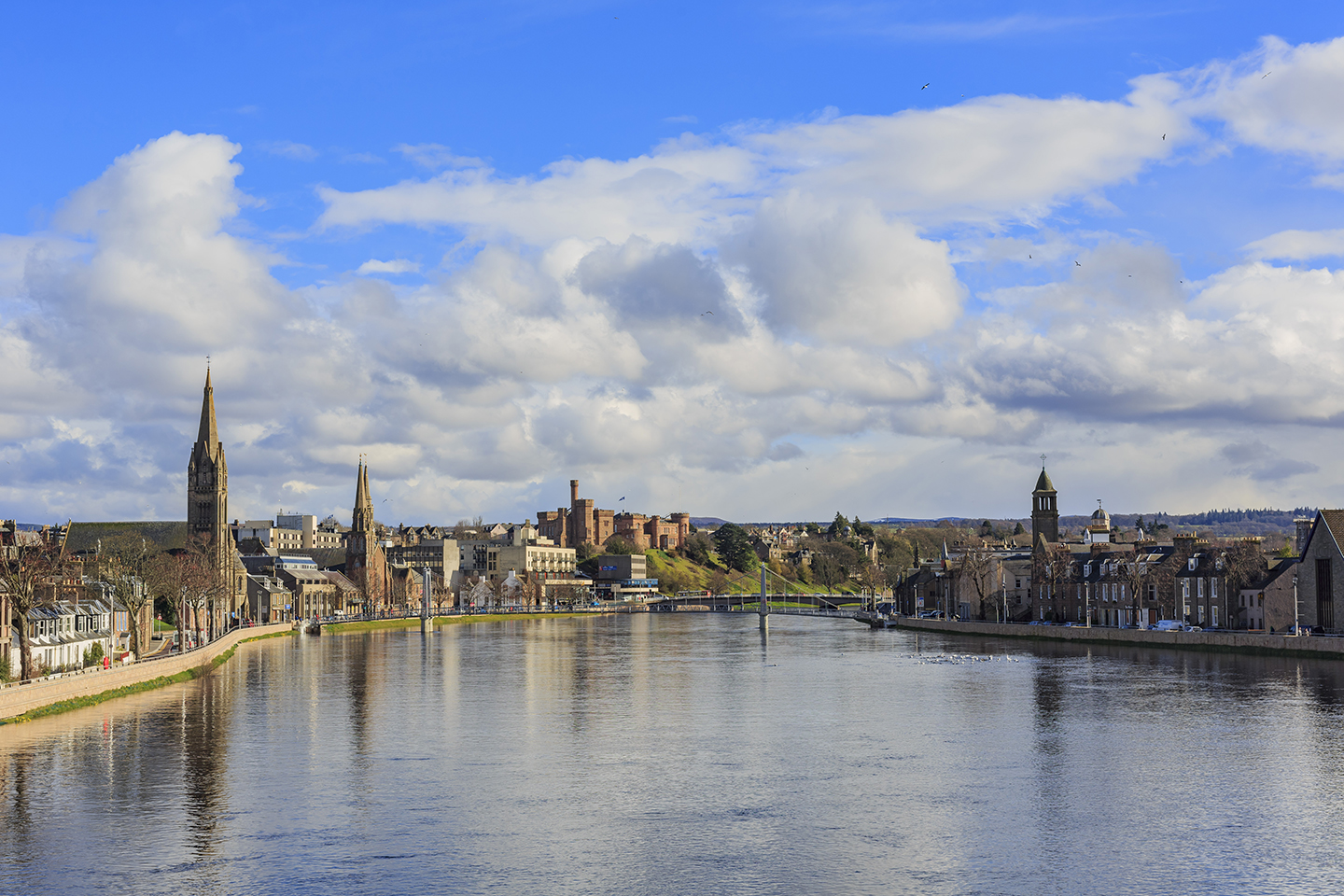 A view over the River Ness to Inverness, Scotland.