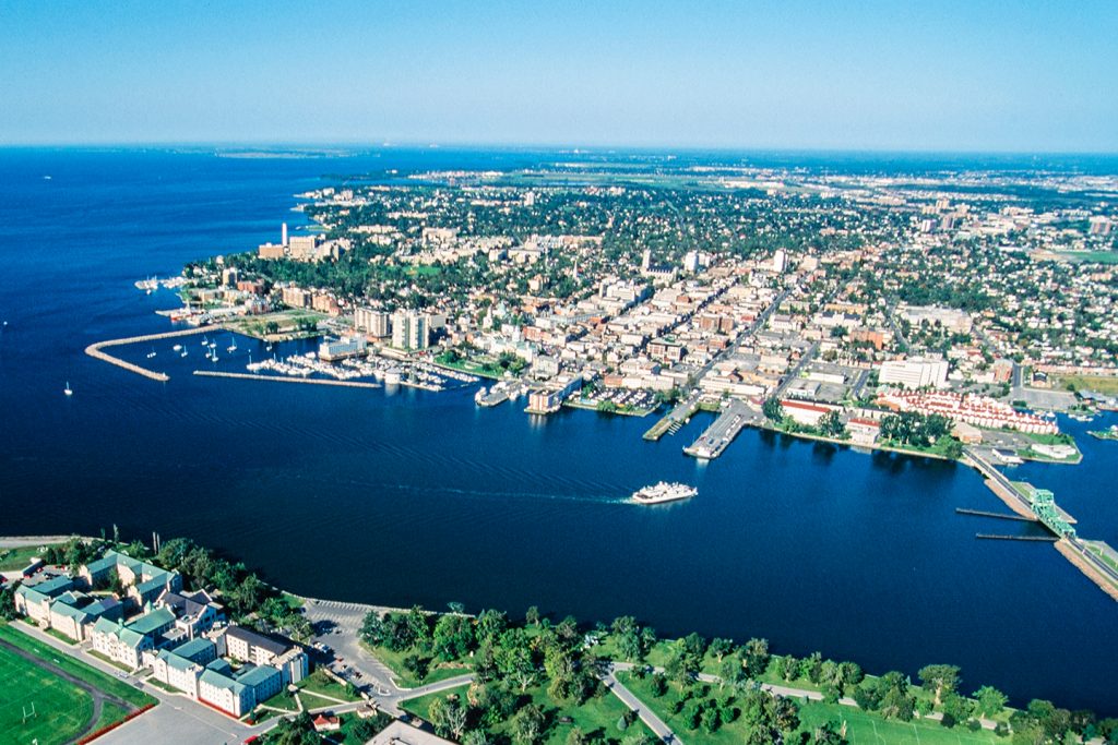 An aerial view of Kingston, Ontario