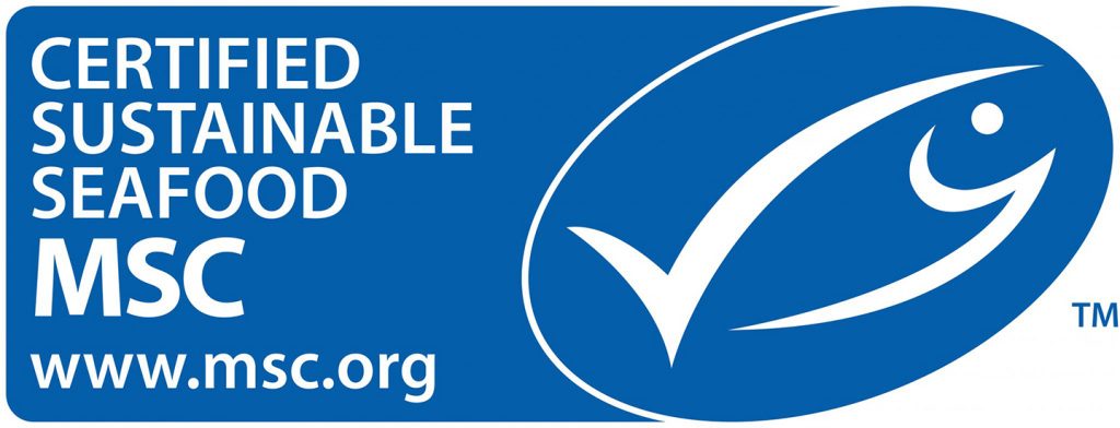 The logo of the MSC, or Marine Stewardship Council.