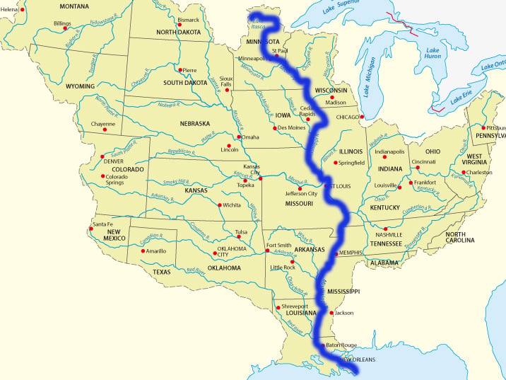 mississippi river in map The Ultimate Guide To Fishing On The Mississippi River mississippi river in map