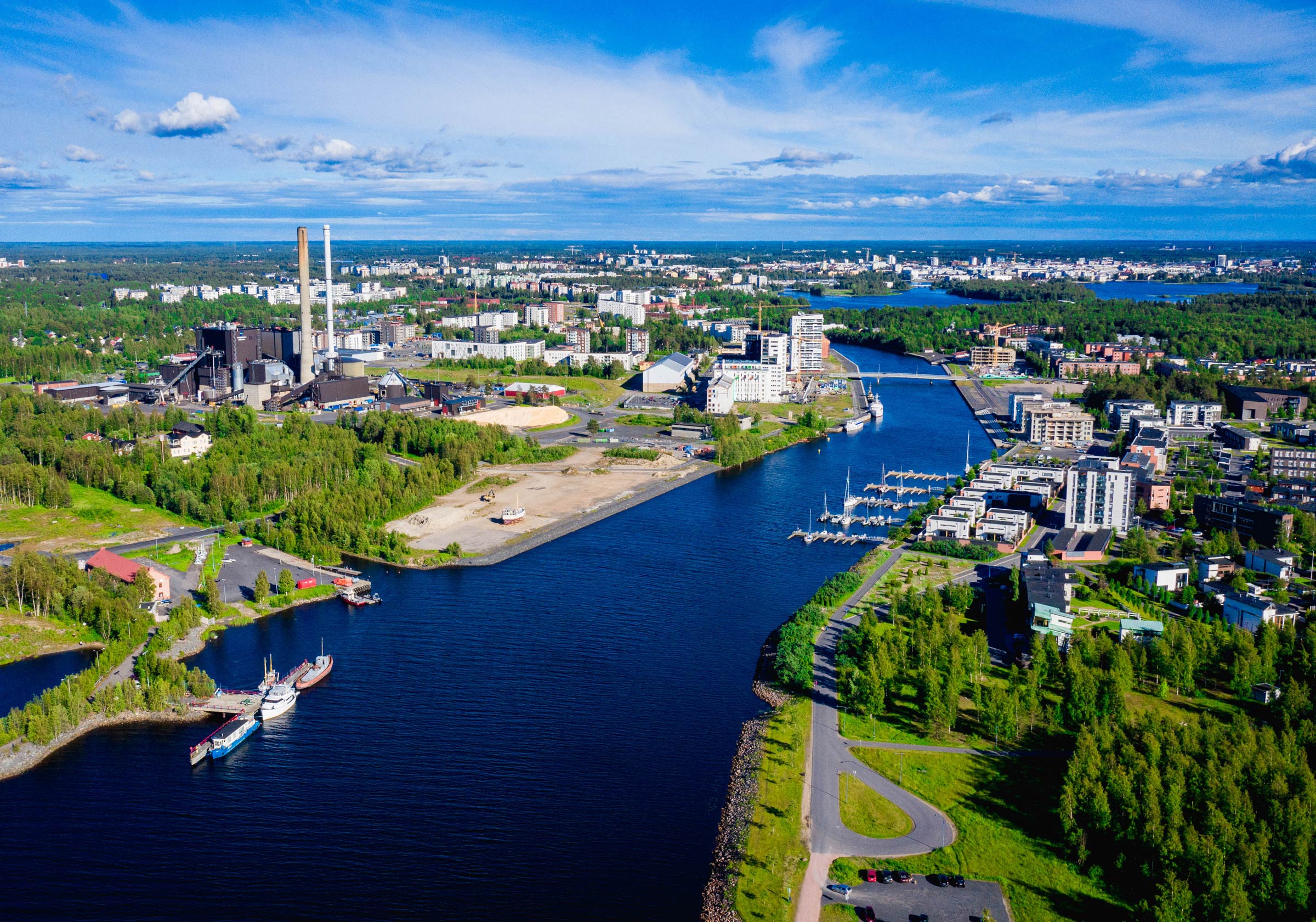 An aerial view of the city of Oulu in Finland