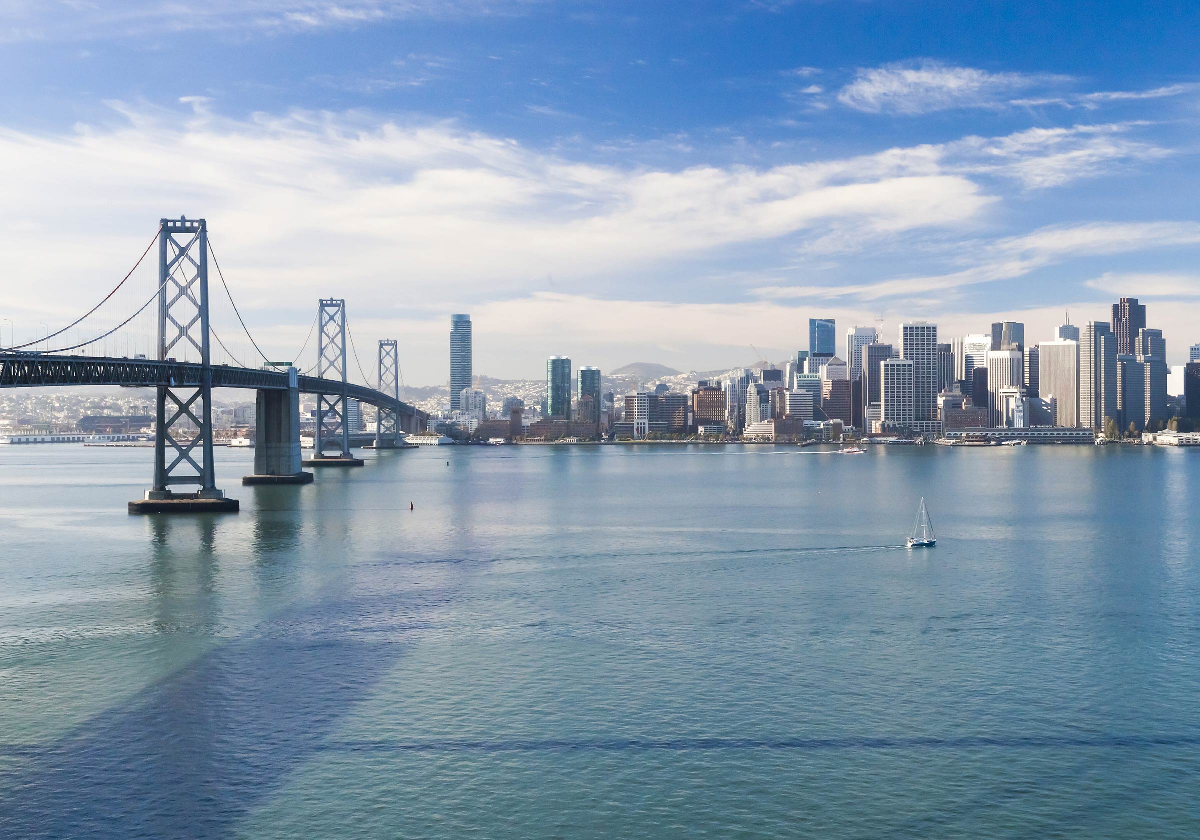A panorama of San Francisco with the Bay Bridge