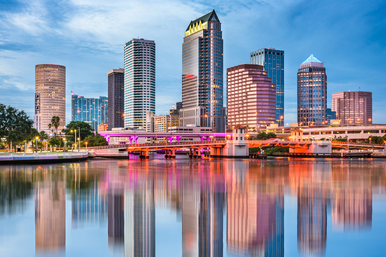 a skyline of Tampa, Florida, one of the iconic fishing cities in the U.S>
