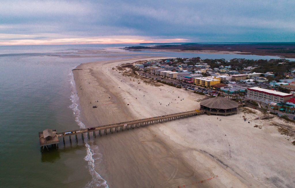 an aerial view of Tybee Island