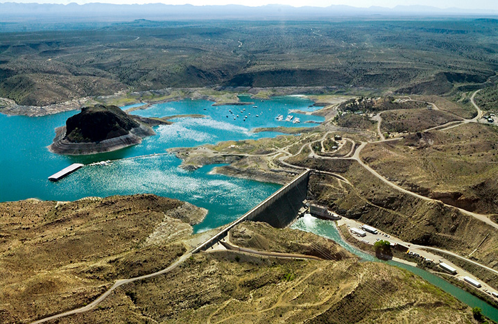 Aerial view of Elephant Butte Lake in New Mexico.