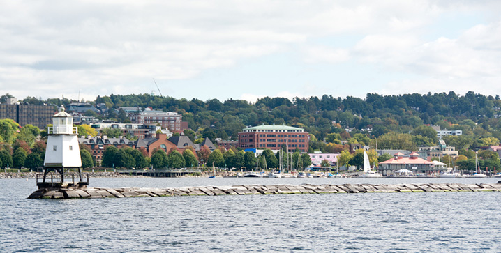 View of Burlington cityscape and Lake Champlain