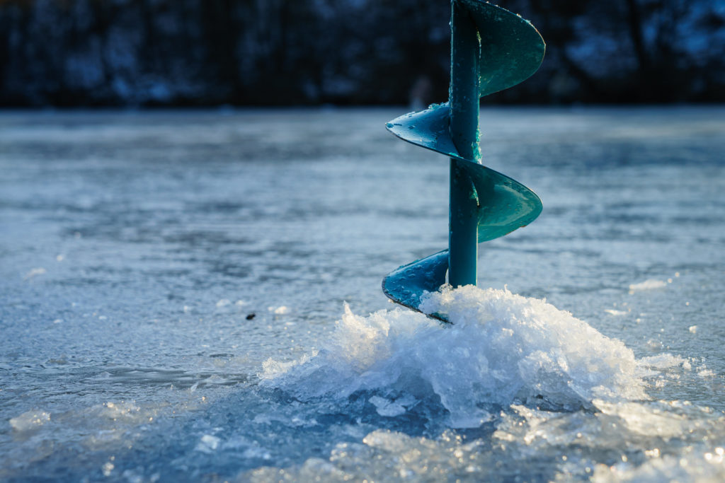 An ice drill in ice