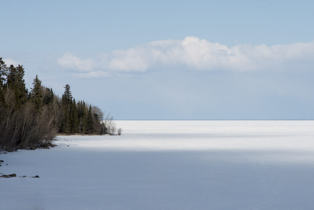 A view over the frozen Lake Winnipeg, one of Canada's top ice fishing destinations