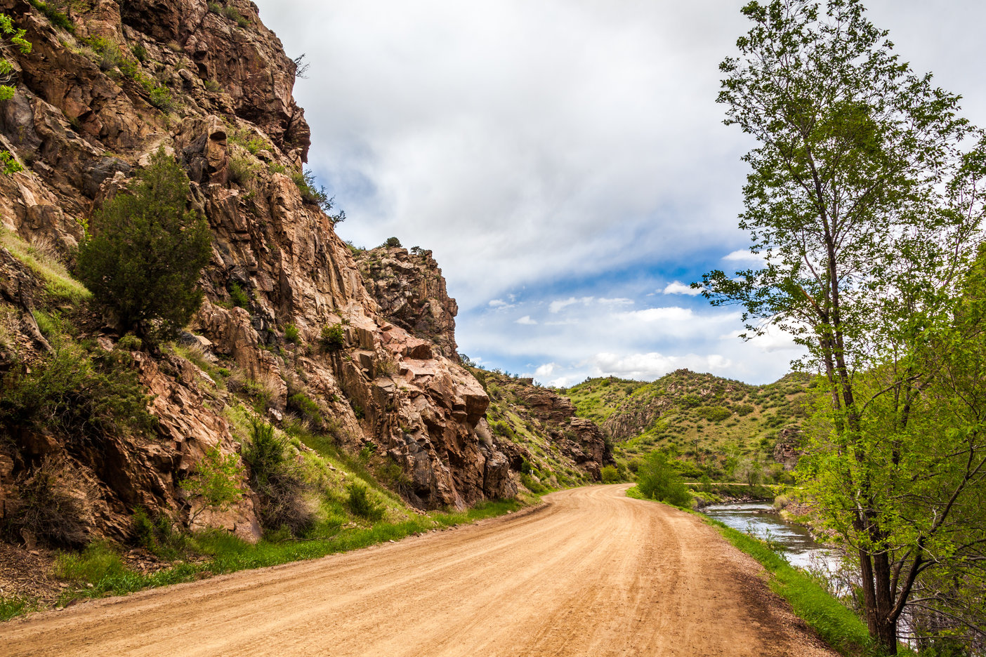 a dirt road following the South Platte River in Waterton Canyon, Colorado