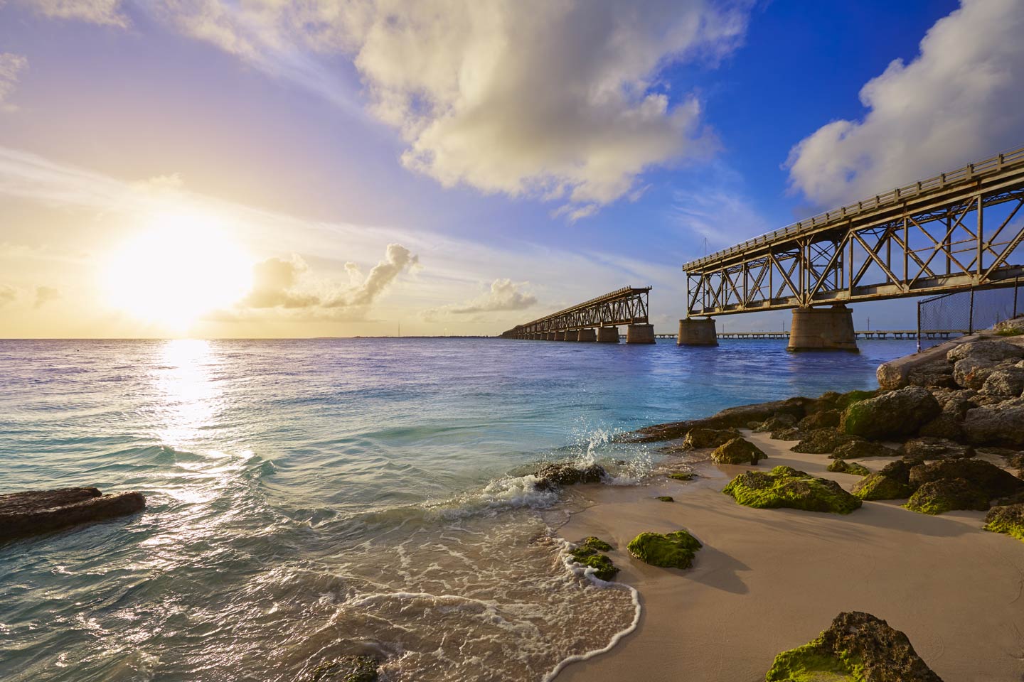 The sunset at the Bahia Honda Bridge in Florida