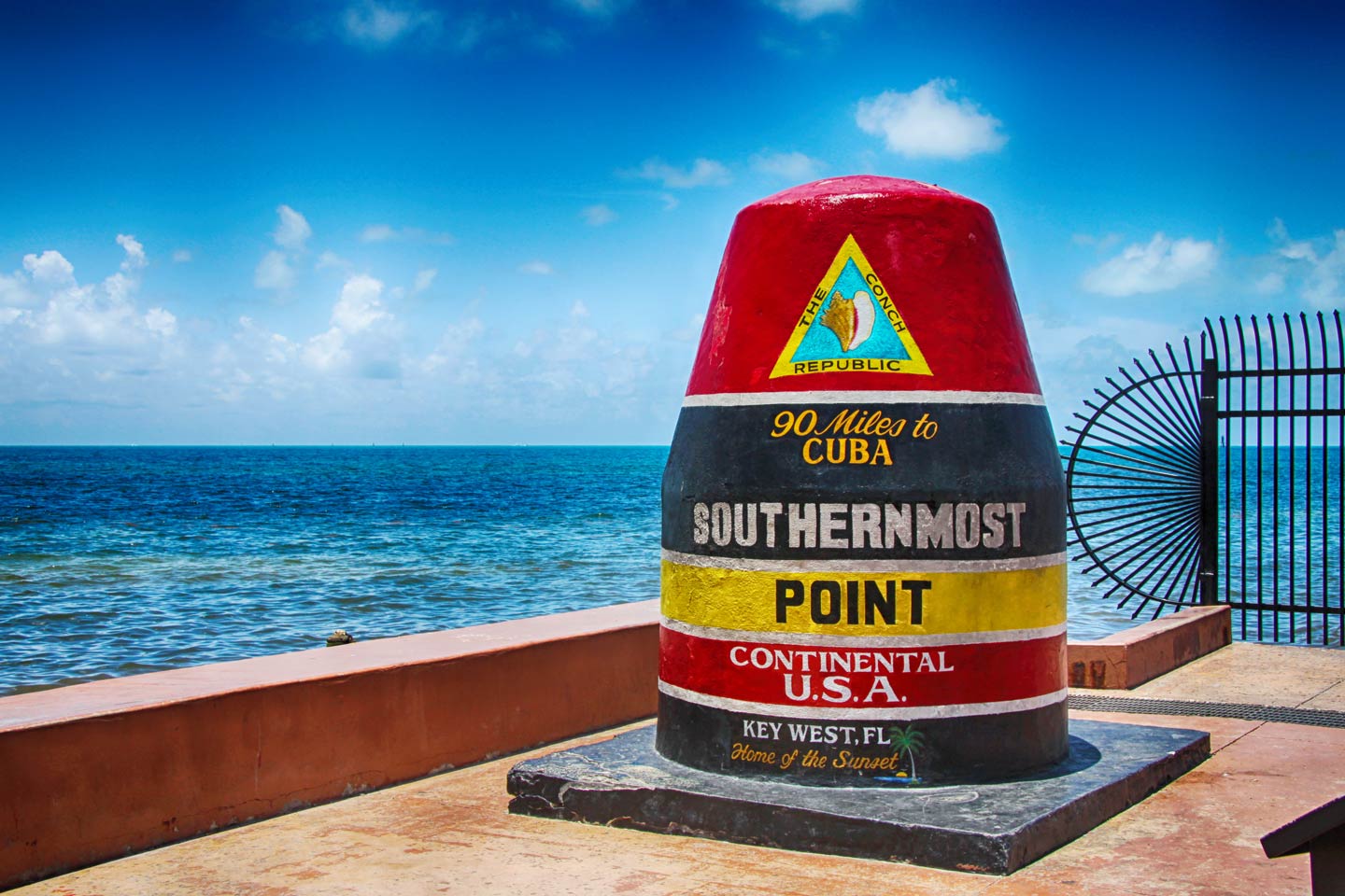 The famous landmark of the southernmost point of the USA in Key West, Florida