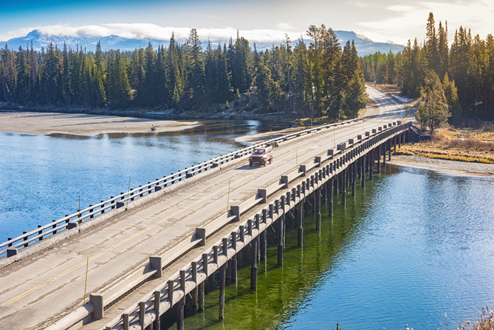 View of the fishing bridge in the Yellowstone National Park